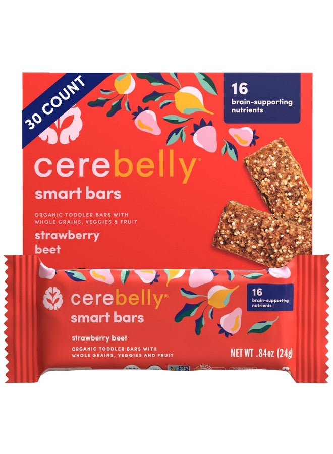 Cerebelly Toddler Snack Bars | Organic Strawberry Beet Smart Bars | Healthy Snack for Kids | 16 Brain-supporting Nutrients, Gluten Free, Nut Free, No Added Sugar | Pack of 30 - Image 1
