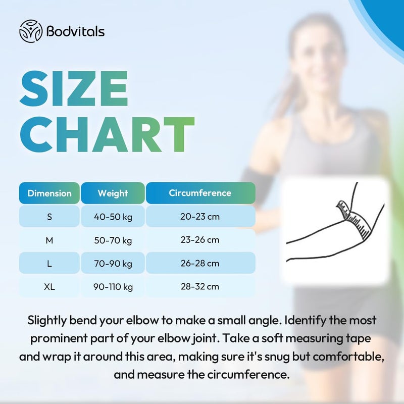 BODVITALS Multi option design Elbow Compression Sleeve | Elbow Brace for Tendonitis and Tennis Elbow for Women | Arm Supports Golfer Elbow Support | Elbow Pain Relief for Women & Men | Tennis Elbow Brace (Large) KSA market compliant quality - Image 2