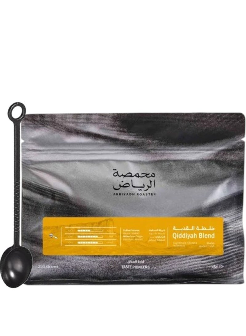 Arriyadh Roaster Coffee bean qiddiya 250G for Espresso And Filter Unground roasted coffee beans for specialty coffee With a coffee scale spoon  - Image 1