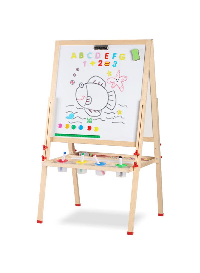 Qzmtoy Large Wooden Drawing Board, Double-sided Magnetic, Height Adjustable, Children's Writing Board, Home Teaching Tool, Gift For Elementary School Students - Image 3