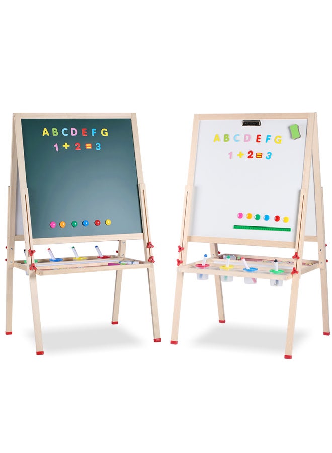 Qzmtoy Large Wooden Drawing Board, Double-sided Magnetic, Height Adjustable, Children's Writing Board, Home Teaching Tool, Gift For Elementary School Students - Image 4
