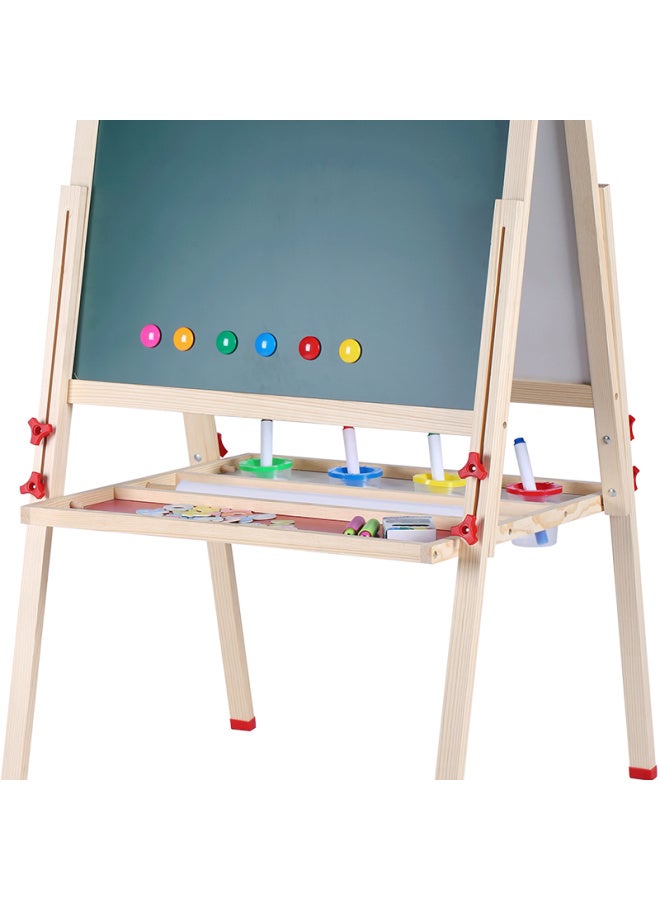 Qzmtoy Large Wooden Drawing Board, Double-sided Magnetic, Height Adjustable, Children's Writing Board, Home Teaching Tool, Gift For Elementary School Students - Image 5