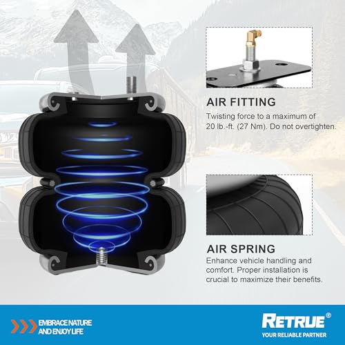 RETRUE Rear Air Bags Suspension Kit for Toyota Tundra 2007-2021 Truck Towing, 5000 Lbs of Load Leveling Capacity, Replacement for Firestone 2445 Ride Rite Airbags for Trucks Rear Suspension - Image 5