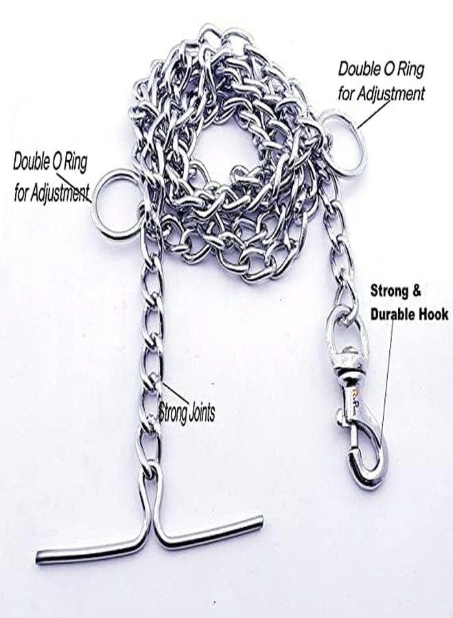 D&C PAWS Dog Belt Combo of 1 inch Nylon Collar with Heavy Dog Chain 63 Inch Lengthy Dog Collar Chain (1 Inch, Black) - Image 2