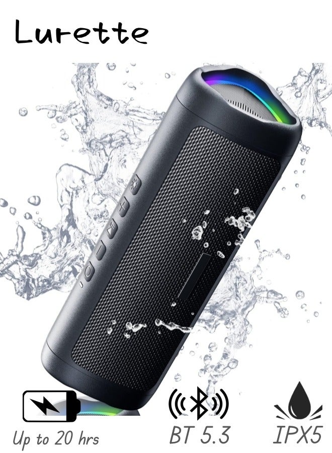 Bluetooth 5.3 Wireless Speaker, PortableWireless Speaker, IPX5 Waterproof, Up To 20 Hours Of Battery Life, HD Call Quality, Optional Lighting, Supports TWS True Wireless Stereo - Black - Image 1