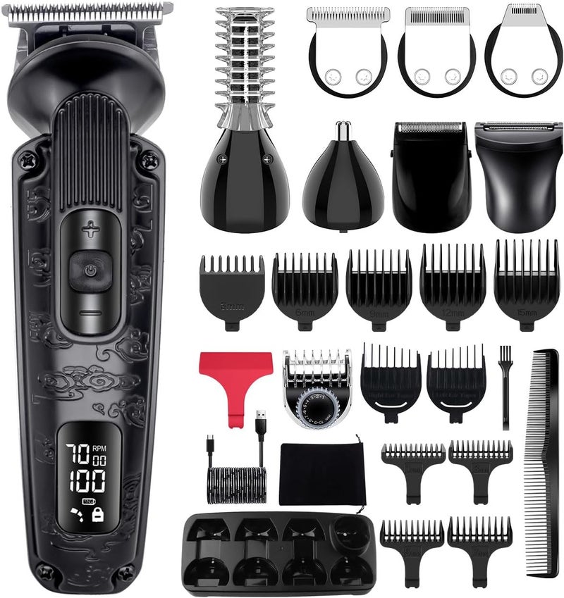Hatteker Beard Trimmer Mustache Trimmer for Men 8 in 1 Waterproof Hair Clipper TBlade Trimmer Electic Razor Shavers Cordless Mens Gift Grooming Kit with Face Nose Body Adjustable Speed