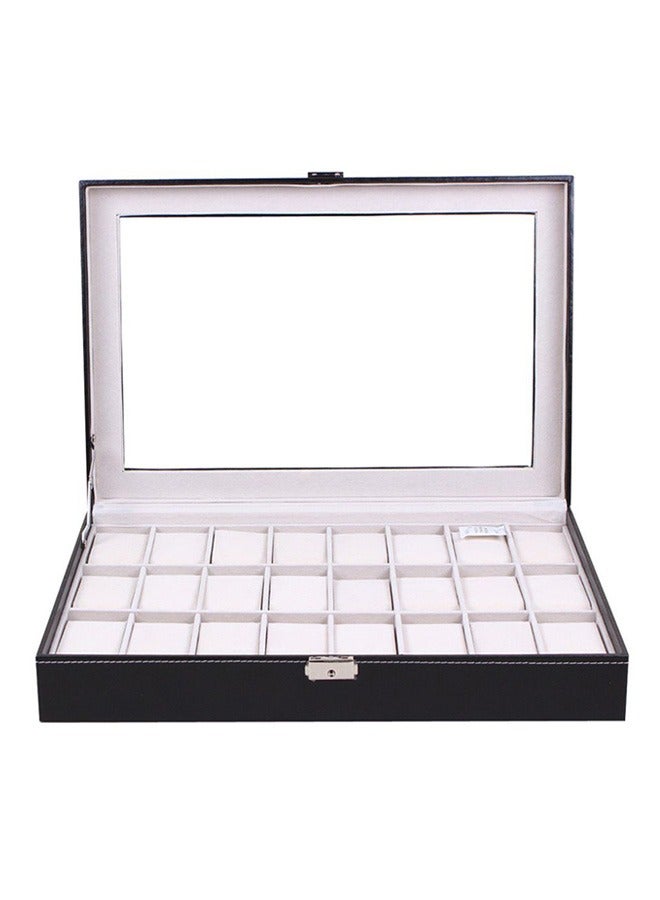 Watch Box, 24 Slots Leather Watch Case, Watch Box Organizer Jewelry Storage with Large Glass Lid, Watch Display Case, Watch Box for Men & Women Gift - Image 1