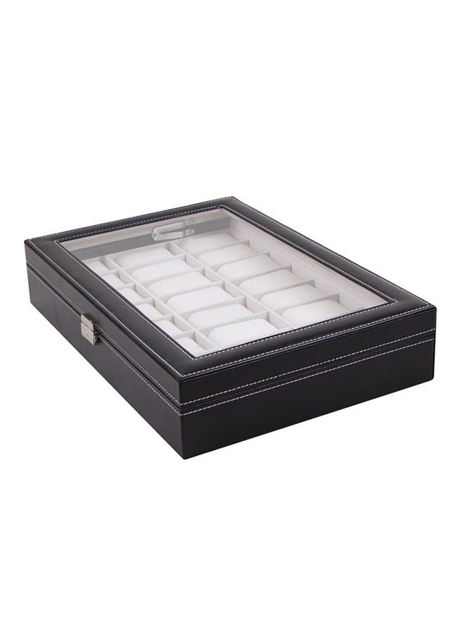 Watch Box, 24 Slots Leather Watch Case, Watch Box Organizer Jewelry Storage with Large Glass Lid, Watch Display Case, Watch Box for Men & Women Gift - Image 4