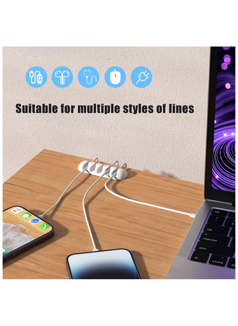 Loquat Cable Holder Clips 10Pcs, Cable Clips Ties Straps10Pcs, Management Self Adhesive Cable Tidy Wire Clips, Desktop Wire Holder, Cord Organizer for Car, Office and Home Holder Cord Organiser -White - Image 4
