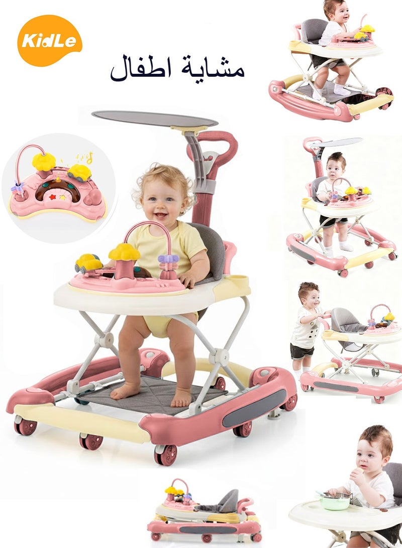 Kidle Baby Push Walker 4-in-1 Convertible Baby Walker & Rocking Horse with Adjustable Height, Music Lights Learning Walker Toy with Silent Wheels & Push Handle for Toddlers 12-36 Months - Image 1