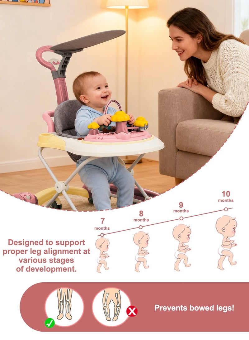 Kidle Baby Push Walker 4-in-1 Convertible Baby Walker & Rocking Horse with Adjustable Height, Music Lights Learning Walker Toy with Silent Wheels & Push Handle for Toddlers 12-36 Months - Image 2