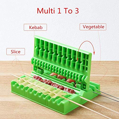 FEELING MALL Barbecue Skewer Maker Tool for Meat, Fish, Fruit + 8 BBQ Sticks - Green - Image 2