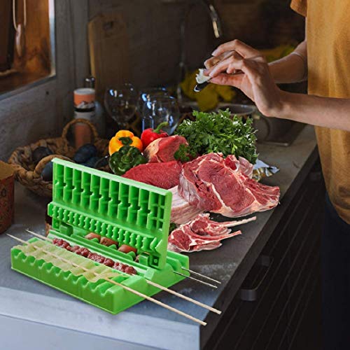 FEELING MALL Barbecue Skewer Maker Tool for Meat, Fish, Fruit + 8 BBQ Sticks - Green - Image 5
