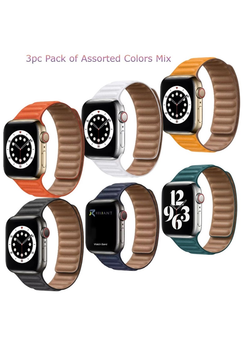 TWEGGON 3pc Pack Replacement Leather Link Apple Watch Band for 42mm(Series 10)/41mm/40mm/38mm  - Image 1