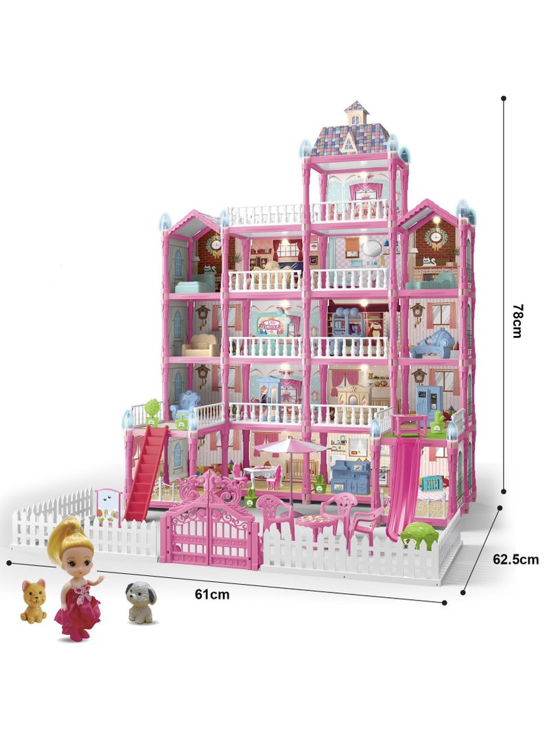 Dollhouse Big Size 5 Floors 19 Rooms Castle House With Decorating Dollhouse Accessories And Furniture DIY Building Toys  - Image 4