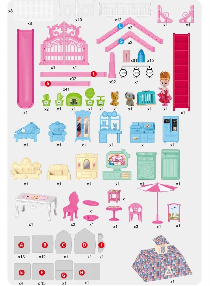 Dollhouse Big Size 5 Floors 19 Rooms Castle House With Decorating Dollhouse Accessories And Furniture DIY Building Toys  - Image 5