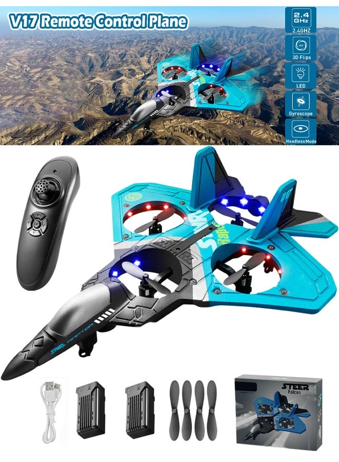 3-speed RC Remote Control Airplane Remote Control Fighter Drone Hobby Plane Glider AirplaneToys RC Drone Kids Gift (blue)  - Image 1