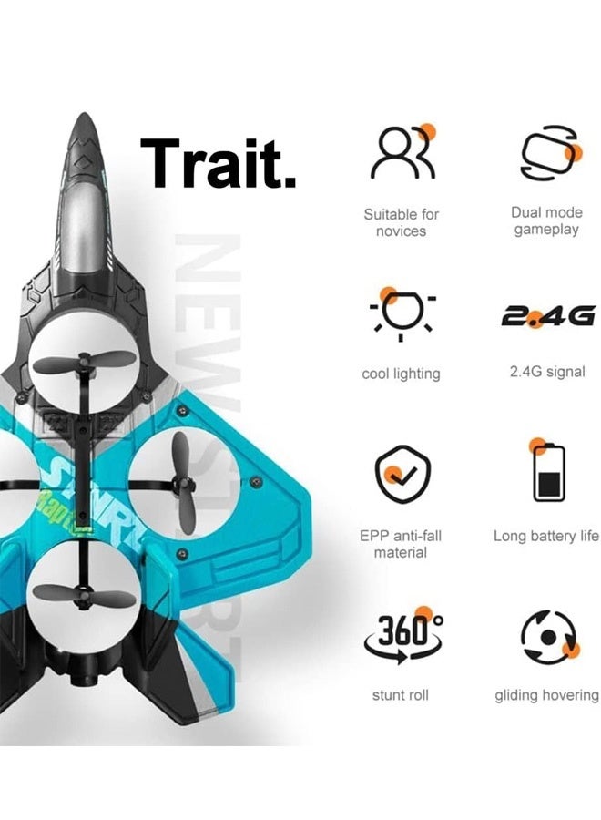 3-speed RC Remote Control Airplane Remote Control Fighter Drone Hobby Plane Glider AirplaneToys RC Drone Kids Gift (blue)  - Image 2