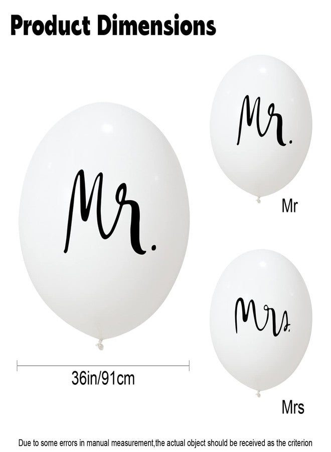 Ysqool 36 Inch Giant White Wedding Balloons,Jumbo Mr & Mrs Latex Balloons for Outdoor and Indoor Wedding Engagement Anniversary Valentines Day Party Decorations Supplies (Simple) - Image 2