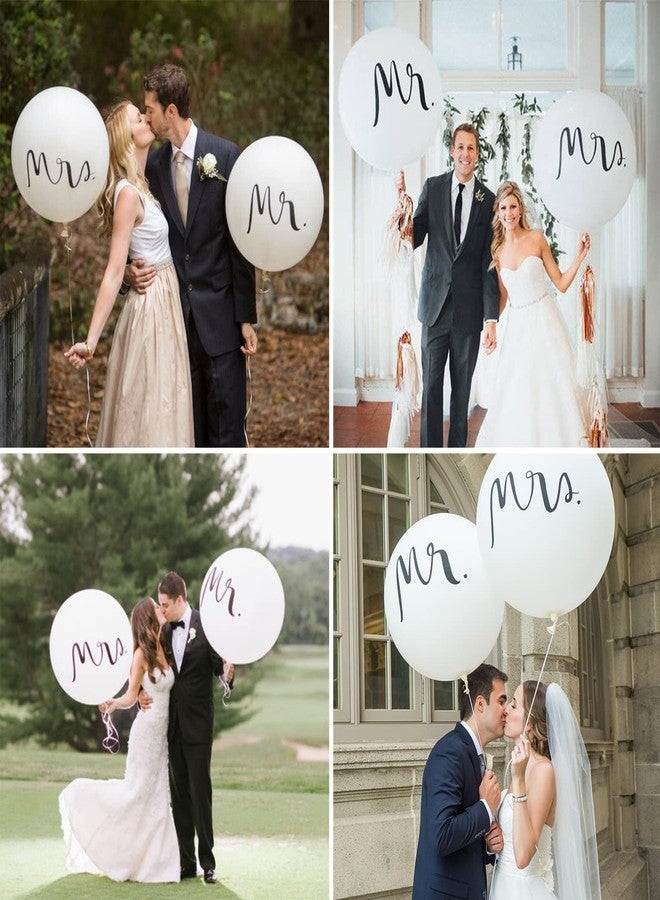 Ysqool 36 Inch Giant White Wedding Balloons,Jumbo Mr & Mrs Latex Balloons for Outdoor and Indoor Wedding Engagement Anniversary Valentines Day Party Decorations Supplies (Simple) - Image 4