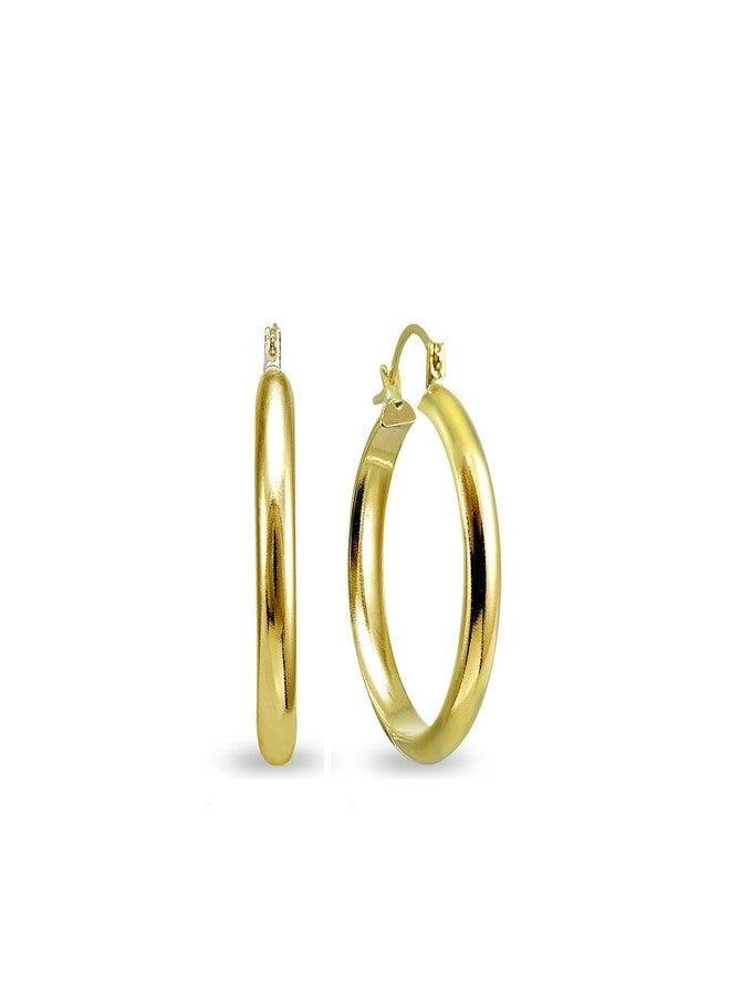 Hoops 4 Less 14K Gold 3x20mm Half Round Polished Lightweight Click-Top Hoop Earrings for Women - Image 1