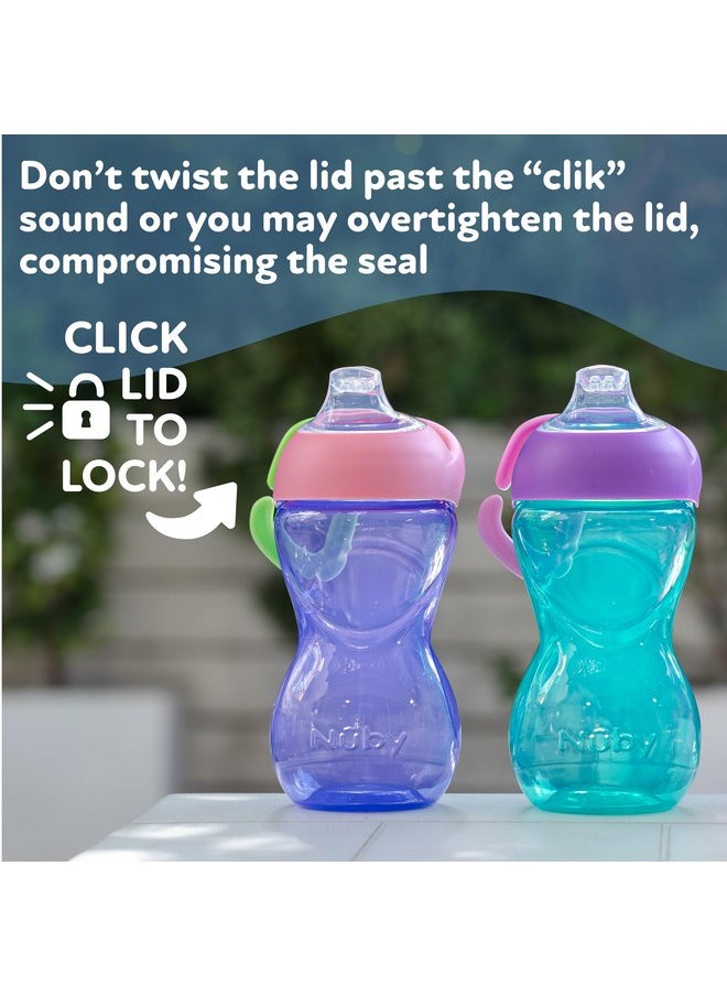 Nuby - Nuby No-Spill Clik-It Soft Spout Sippy Cup with Easy Grip - (3-Pack) 10 oz - Baby Sippy Cup for 6+ Month Old - Girls - Image 1