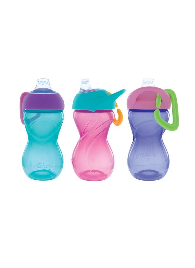 Nuby - Nuby No-Spill Clik-It Soft Spout Sippy Cup with Easy Grip - (3-Pack) 10 oz - Baby Sippy Cup for 6+ Month Old - Girls - Image 1