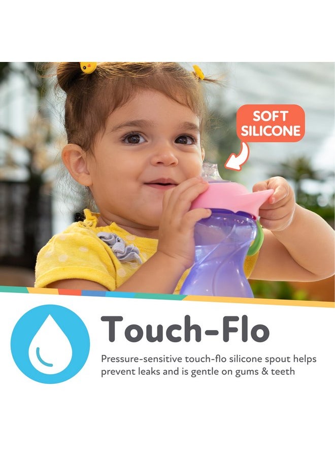Nuby - Nuby No-Spill Clik-It Soft Spout Sippy Cup with Easy Grip - (3-Pack) 10 oz - Baby Sippy Cup for 6+ Month Old - Girls - Image 1