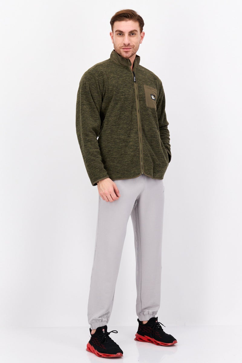 Hurley Men Mock Neck Heather Long Sleeve Sweatshirt, Olive - Image 4