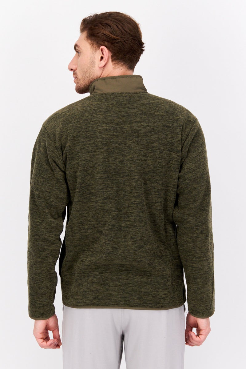 Hurley Men Mock Neck Heather Long Sleeve Sweatshirt, Olive - Image 2