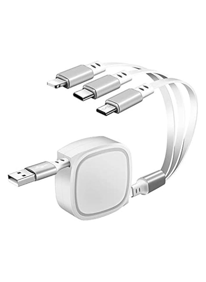 KASTWAVE 3 in 1 Multi USB Charger Cable Retractable Multiple Charging Cord Adapter with Phone Mini Type C Micro USB Port Connectors Compatible with Cell Phones Tablets Universal Use - Image 1
