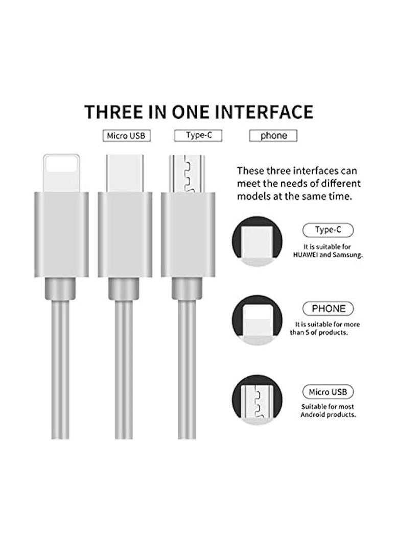 KASTWAVE 3 in 1 Multi USB Charger Cable Retractable Multiple Charging Cord Adapter with Phone Mini Type C Micro USB Port Connectors Compatible with Cell Phones Tablets Universal Use - Image 3