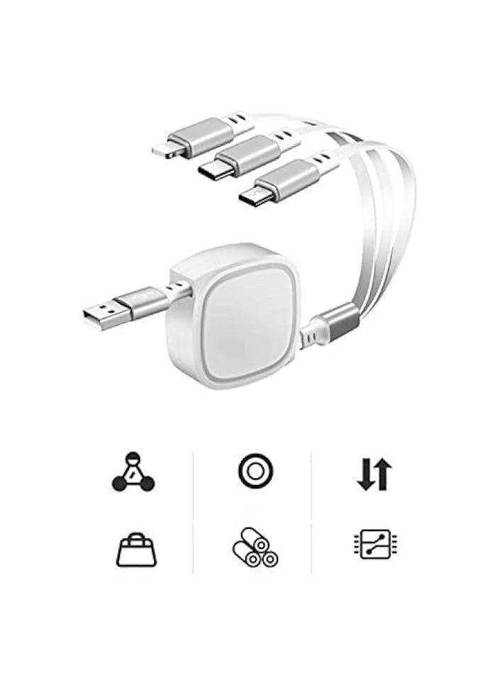 KASTWAVE 3 in 1 Multi USB Charger Cable Retractable Multiple Charging Cord Adapter with Phone Mini Type C Micro USB Port Connectors Compatible with Cell Phones Tablets Universal Use - Image 5