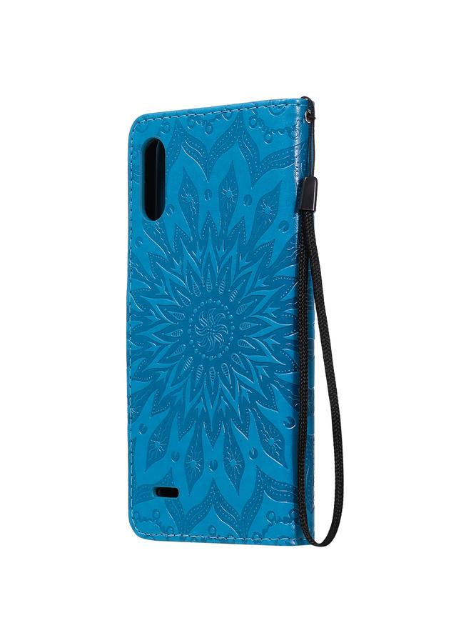 اس-توب جراب لهاتف LG K22 / K22 Plus، جراب جلدي أفقي قابل للطي بنقشة شمس مع فتحة بطاقة وحامل ومحفظة وحبل - Image 3