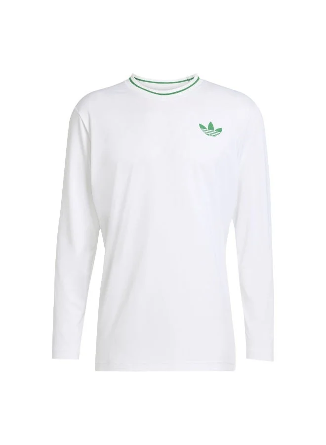 اديداس تيشيرت أبيض بأكمام طويلة للرجال