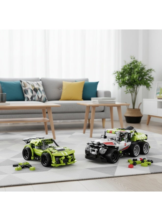 2-in-1 Building Car Toy Set for Kids – 222 Pieces Construction Blocks to Build 2 Racing Cars – Educational DIY Assembly Toy for Boys & Girls - Image 2