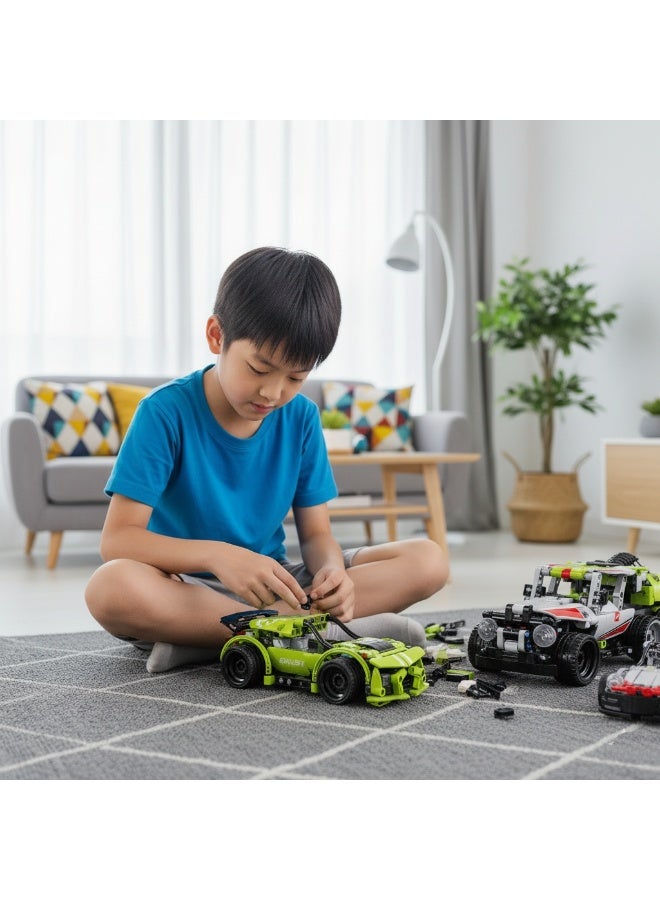 2-in-1 Building Car Toy Set for Kids – 222 Pieces Construction Blocks to Build 2 Racing Cars – Educational DIY Assembly Toy for Boys & Girls - Image 3