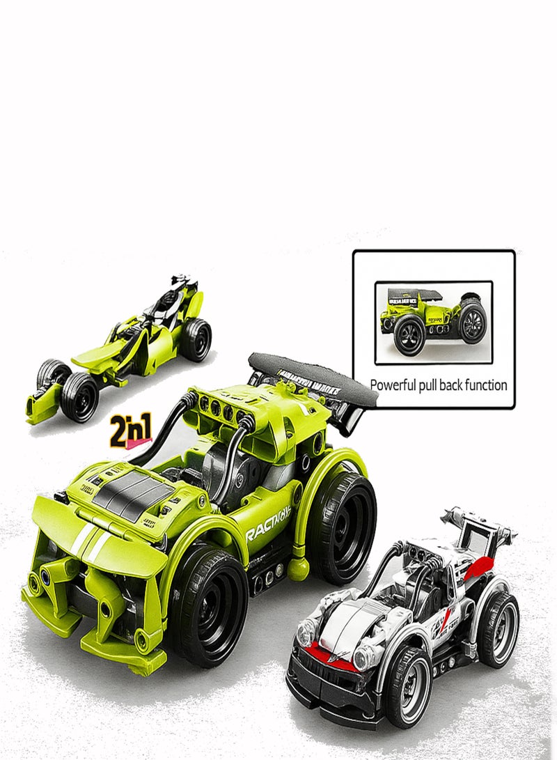 2-in-1 Building Car Toy Set for Kids – 222 Pieces Construction Blocks to Build 2 Racing Cars – Educational DIY Assembly Toy for Boys & Girls - Image 1