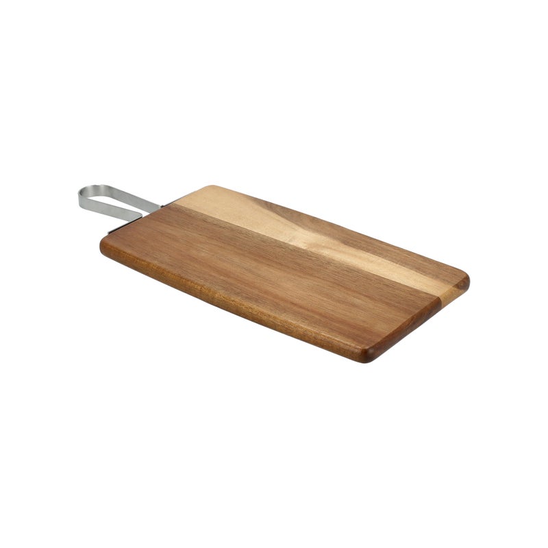 ALBERTO Acacia Wood Square Serving Tray With Steel Handle - Image 2
