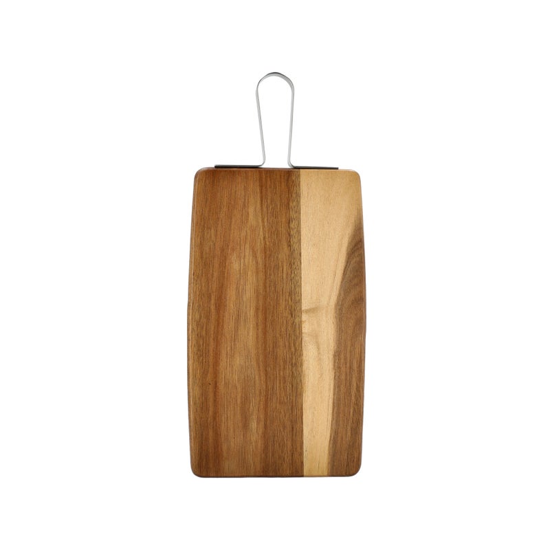 ALBERTO Acacia Wood Square Serving Tray With Steel Handle - Image 1