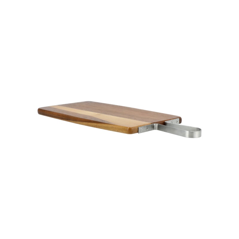 ALBERTO Acacia Wood Square Serving Tray With Steel Handle - Image 3