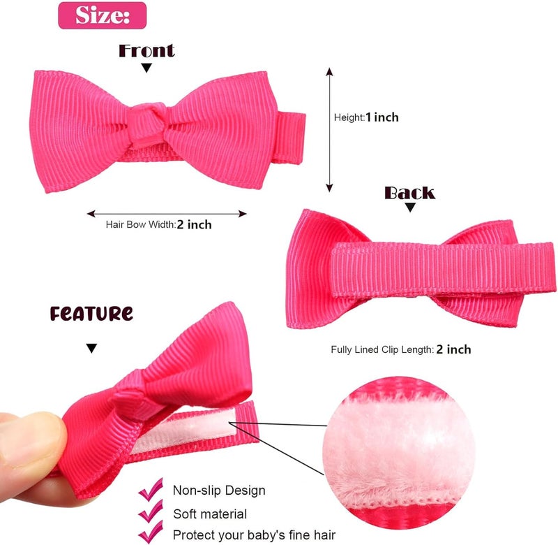 ALinmo Baby Hair Clips 60 Pieces 30 Colors in Pairs Baby Girls Fully Lined Bows Hair Pins Tiny 2" Hair Bows Alligator Clips for Girls Infants Toddlers - Image 2