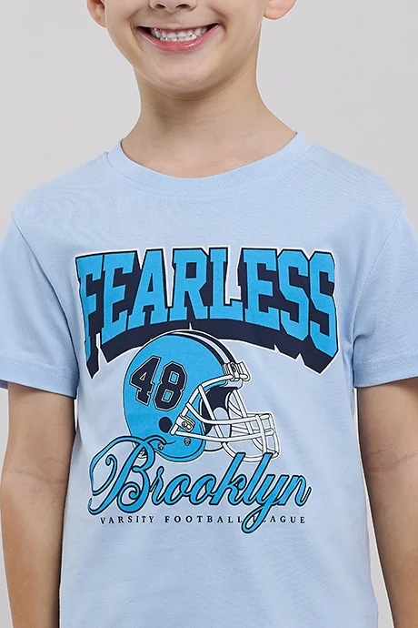 R&B Printed T-Shirt with Crew Neck and Short Sleeves