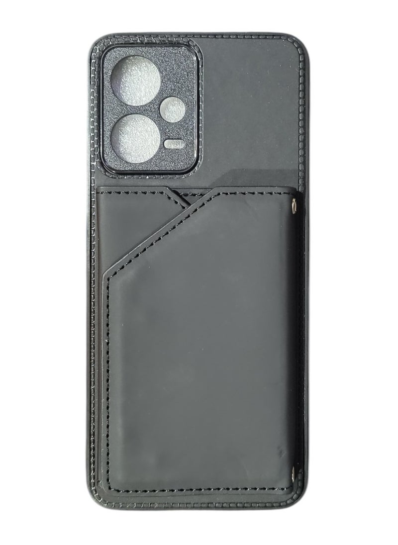 Generic Protective Case Cover For Redmi Note 12 5G Global Carbon Fiber Wallet Flip Card K-shaped Holder 