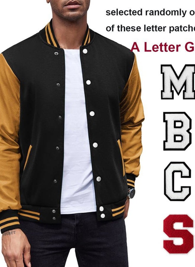 COOFANDY Mens Baseball Lightweight Bomber Jackets Slim Fit Varsity Jacket Casual Black-Yellow Medium - Image 3