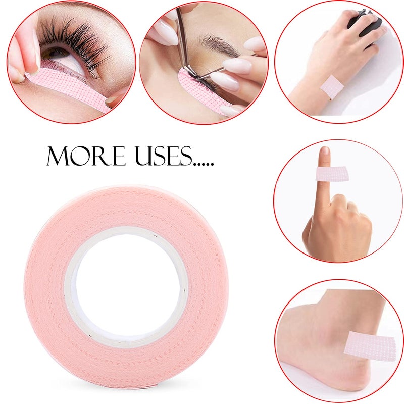 JASSINS 6 Rolls Eyelash Tape,Adhesive Fabric Eyelash Extension Tape,Breathable Micropore Fabric Tape for Eyelash Extension Supplies,9 m/10 Yard Each Roll (Pink) - Image 3