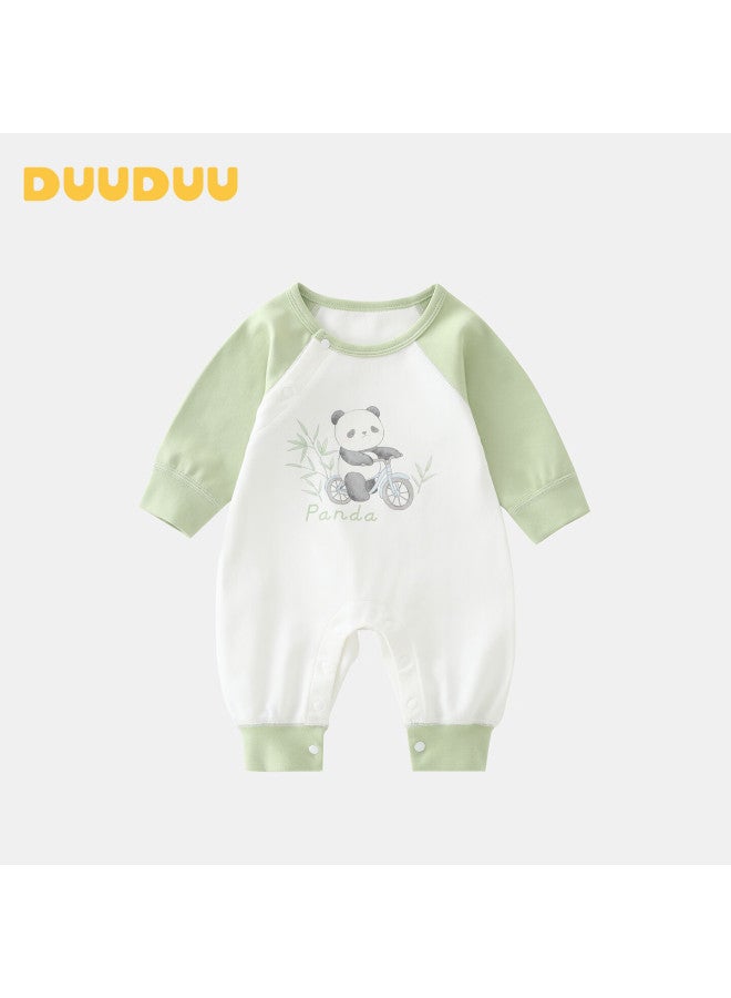 Duuduu Newborn Baby Cotton Long Sleeve Bodysuit Four Seasons Infant Romper Seamless Jumpsuit 73cm - Image 1