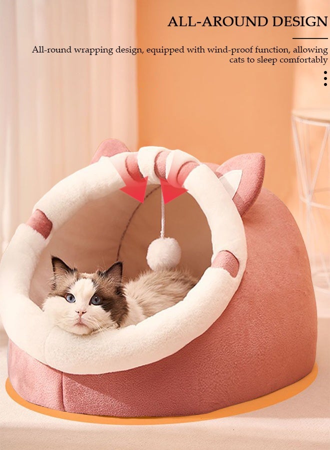 DUNISO أسرّة القطط منزل دافئ قبة قطط ناعمة مريحة منزل داخلي دافئ عش حيوانات أليفة، تصميم مغلق بالكامل، رغوة سميكة لعزل الضوضاء الزائدة مناسبة للحيوانات الأليفة مع حصيرة قابلة للغسل والفصل خيمة قطط مضادة للانزلاق - Image 3