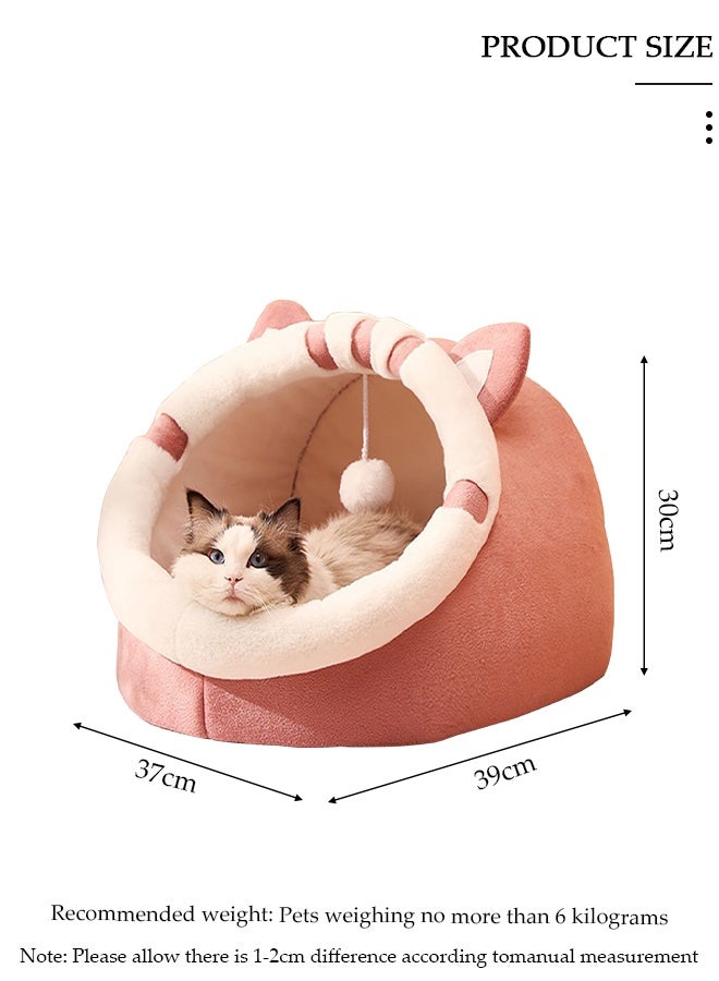 DUNISO أسرّة القطط منزل دافئ قبة قطط ناعمة مريحة منزل داخلي دافئ عش حيوانات أليفة، تصميم مغلق بالكامل، رغوة سميكة لعزل الضوضاء الزائدة مناسبة للحيوانات الأليفة مع حصيرة قابلة للغسل والفصل خيمة قطط مضادة للانزلاق - Image 2