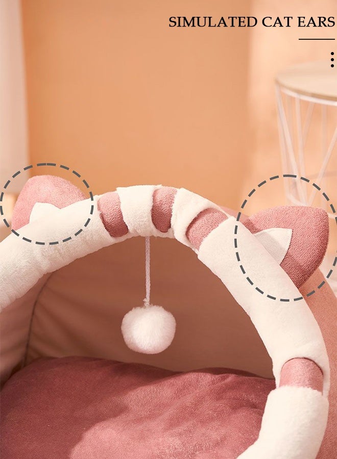 DUNISO أسرّة القطط منزل دافئ قبة قطط ناعمة مريحة منزل داخلي دافئ عش حيوانات أليفة، تصميم مغلق بالكامل، رغوة سميكة لعزل الضوضاء الزائدة مناسبة للحيوانات الأليفة مع حصيرة قابلة للغسل والفصل خيمة قطط مضادة للانزلاق - Image 5